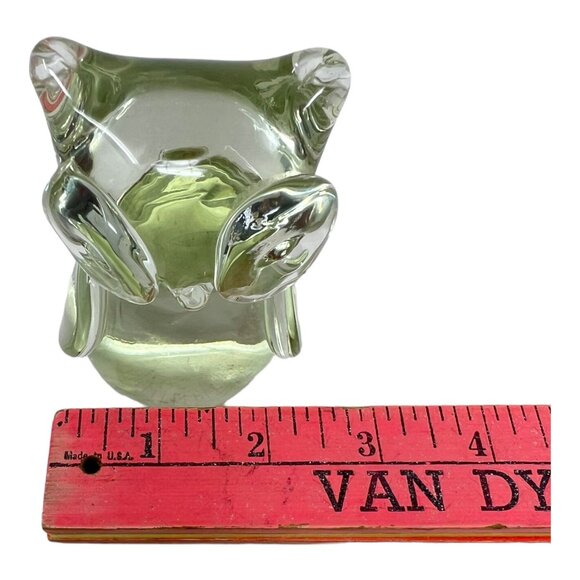 Kitschy Hand-Blown Clear Glass Owl Paperweight Figurine Darling Cute 3.5 in - Picture 8 of 8